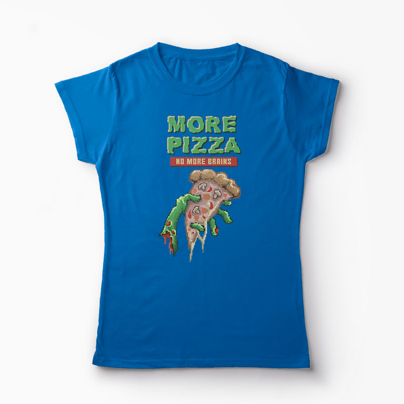 Tricou Zombie Pizza - Femei-Albastru Regal